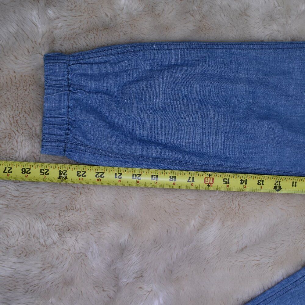 Point Sur Seaside Cotton Pants Sz 4 Blue High Waist Cropped Stretch Waist Comfy - Picture 10 of 14